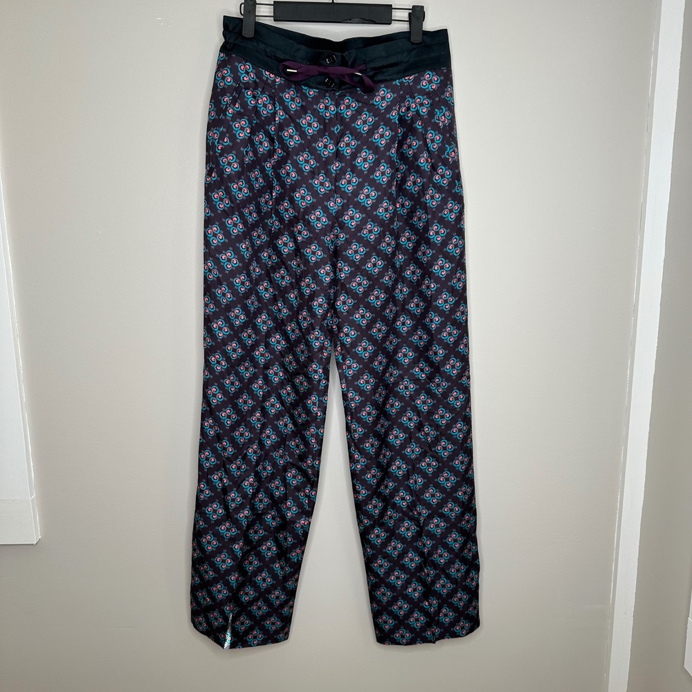 Paul Smith Women's Silk Printed Lounge Pants Trousers Size 40‎ Made in Italy